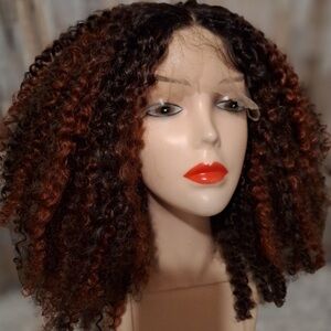 Rich Red/Black Kinky Curl H.H Blend Wig